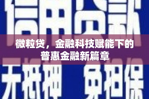 揭东微粒贷，金融科技赋能下的普惠金融新篇章