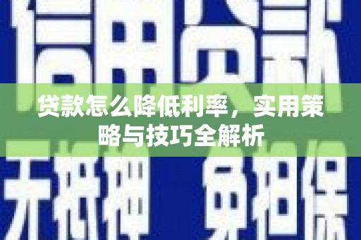 揭东贷款怎么降低利率，实用策略与技巧全解析