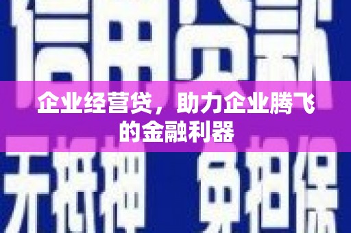 揭东企业经营贷，助力企业腾飞的金融利器