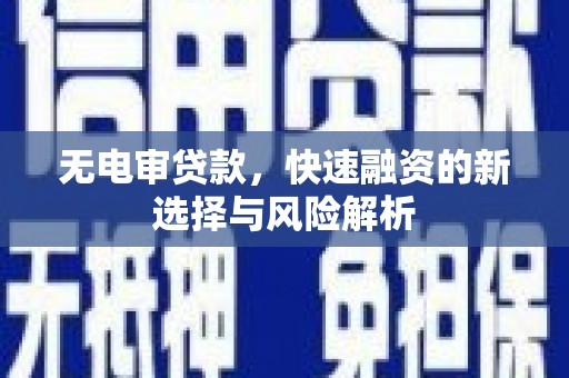 揭东无电审贷款，快速融资的新选择与风险解析