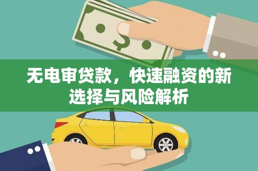 揭东无电审贷款，快速融资的新选择与风险解析
