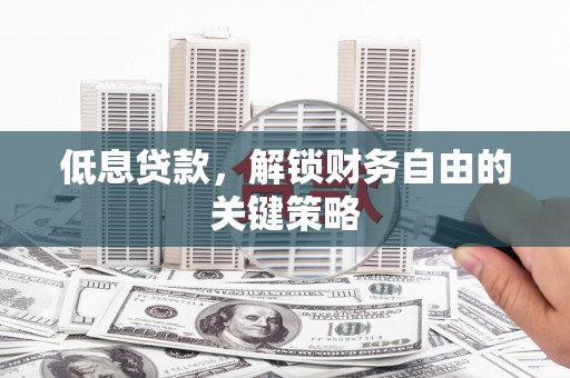 揭东低息贷款，解锁财务自由的关键策略