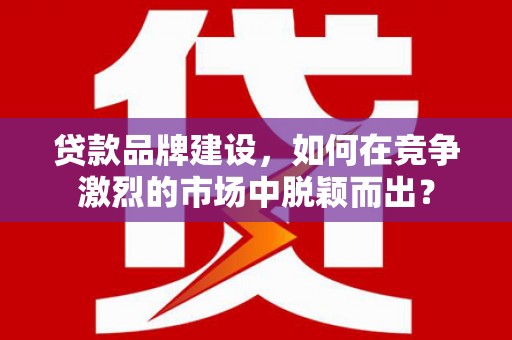 揭东贷款品牌建设，如何在竞争激烈的市场中脱颖而出？