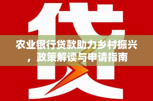 揭东农业银行贷款助力乡村振兴，政策解读与申请指南