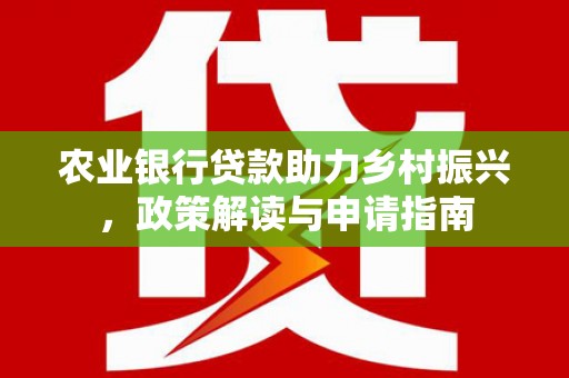 揭东农业银行贷款助力乡村振兴，政策解读与申请指南